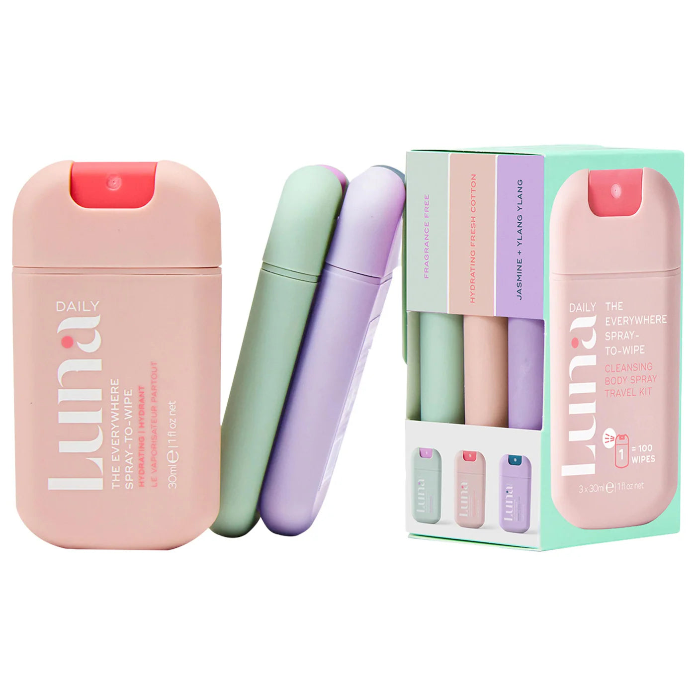 Sobre pedido: Luna Daily The Everywhere Spray-to-Wipe Mini Trio Holiday Set